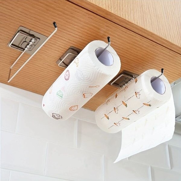 1pc/Toilet Paper Holder Bathroom Storage Paper Towel Holder Kitchen Wall Hook Toilet Paper Stand Home Organizer Toilet Accessories