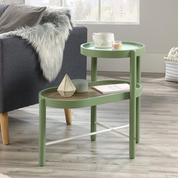 Sauder Anda Norr Side Table, L: 14.96" x W: 25.12" x H: 21.69", Sage Green Finish