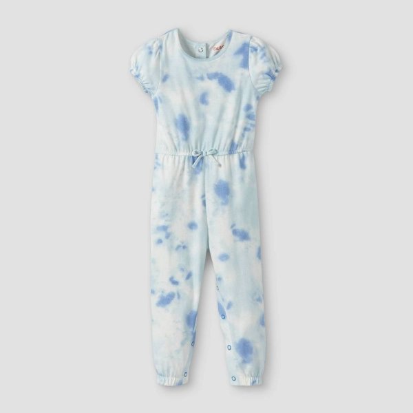 Toddler Girls' Tie-Dye Short Sleeve Jumpsuit - Cat & Jack™ Light Blue
