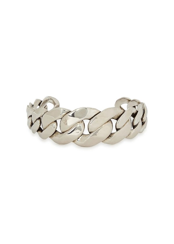 Chain silver-tone cuff bracelet