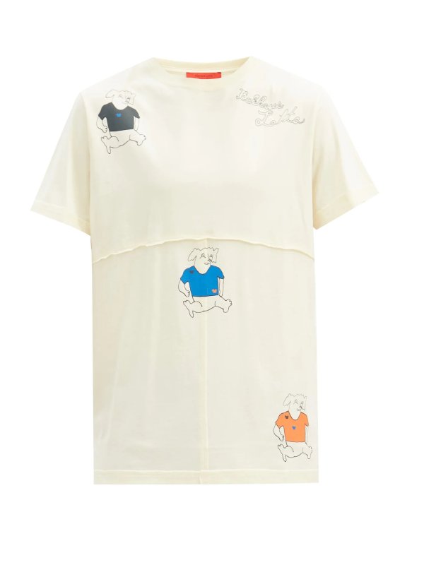 Lapped-seam dog-print cotton T-shirt | Eckhaus Latta | MATCHESFASHION US