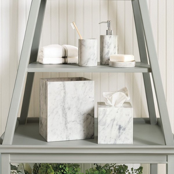 White Marble Bathroom Accessories Collection