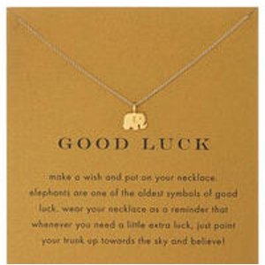Dogeared Reminder "Good Luck" Gold-Plated Sterling Silver Elephant Pendant Necklace, 16"