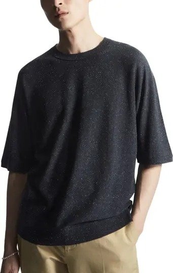Oversize Fleck Short Sleeve Silk Knit T-Shirt