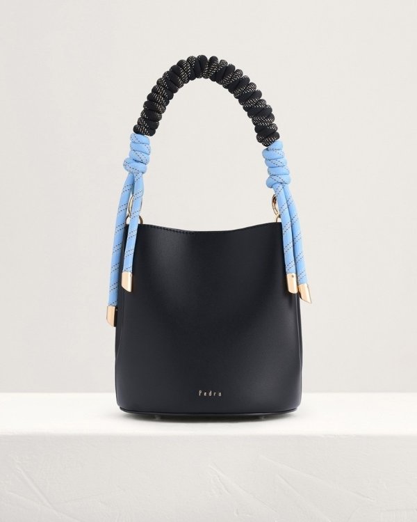 Kiss-Lock Leather Micro Bag with Lizard EffectKiss-Lock Leather Micro Bag with Lizard Effect Bucket Bag with Rope Detailing
