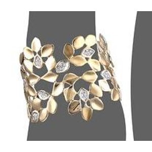 Alex Woo &quot;Vida&quot; Diamond and 14k Yellow Gold Leaf Cuff Bracelet