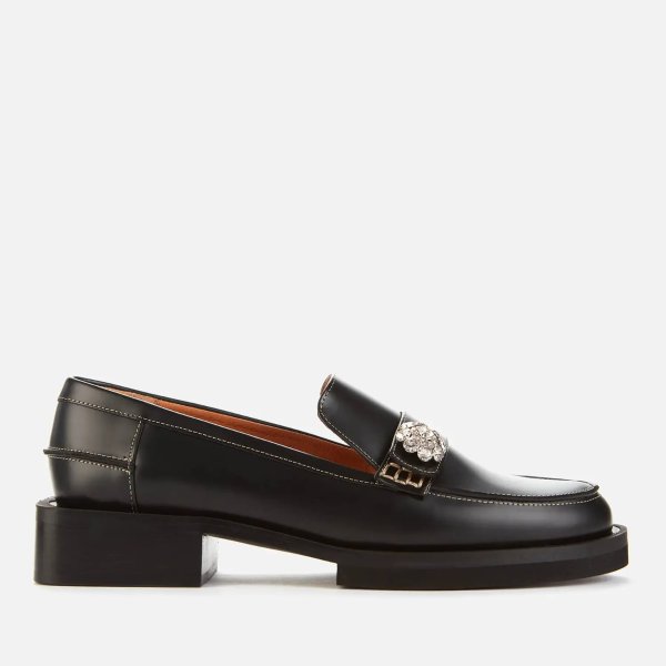 Women's Jewel Leather Loafers - Black