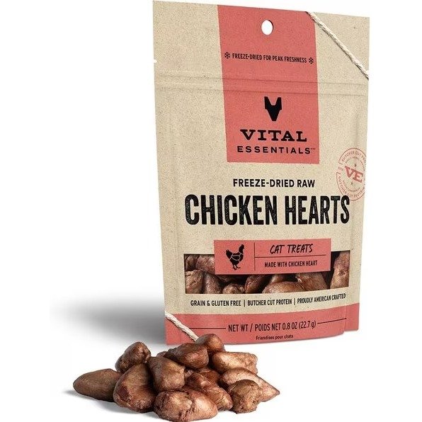 Chicken Hearts Freeze-Dried Raw Cat Treats, 0.8-oz bag - Chewy.com