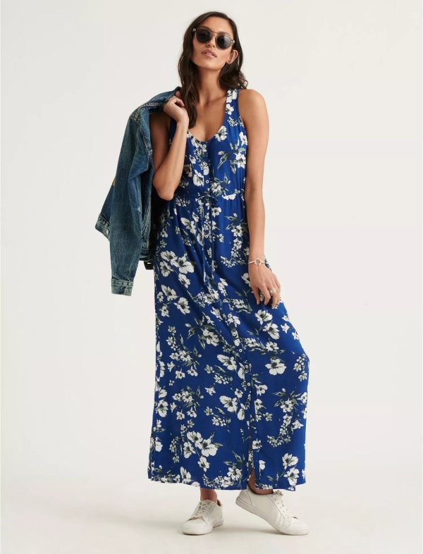 Sleeveless Tie Waist Maxi Dress | Lucky Brand