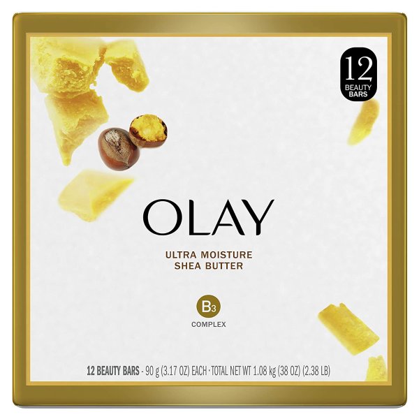 Olay 超保湿乳木果油美容沐浴皂 12个装 含维生素B3复合物