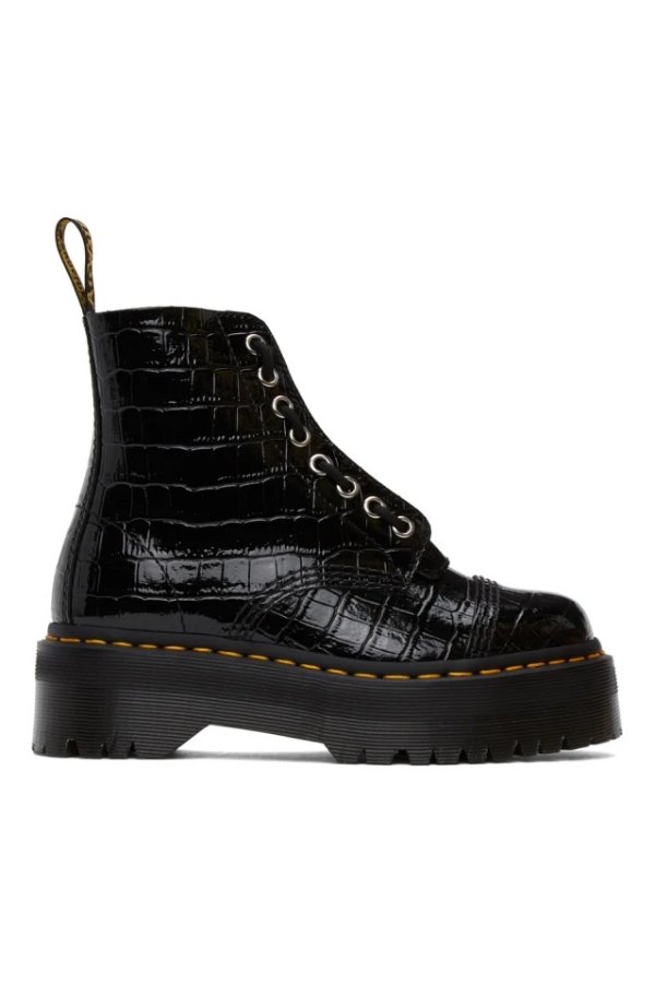 Black Croc Sinclair Zip Boots