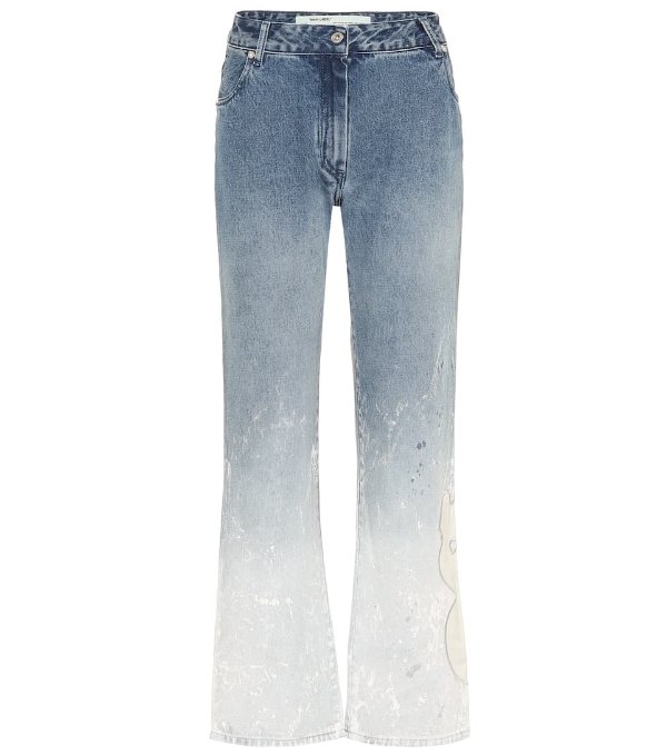 Mid-rise straight ombre jeans