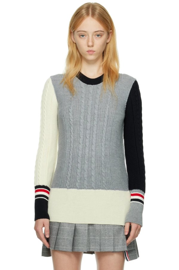 Gray Paneled Sweater