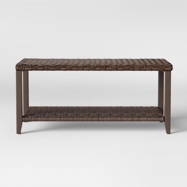 Halsted Wicker Rectangle Patio Coffee Table - Brown