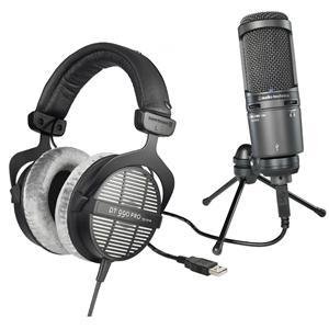 Beyerdynamic DT 990 Pro 250Ohms Dynamic Open Headphone + Audio-Technica AT2020USB Microphone