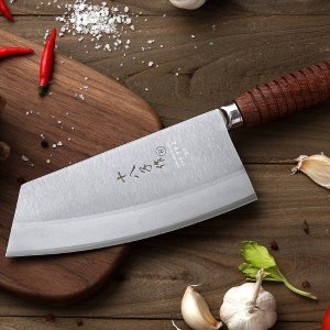 Dealmoon Exclusive: SHI BA ZI ZUO 7 Inch Professional Chinese Chef Knife Meat Cleaver Vegetable Knife Razor Sharp for Rocking Cuts