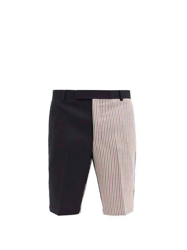 Tricolour striped-panel wool-blend shorts | Thom Browne | MATCHESFASHION US