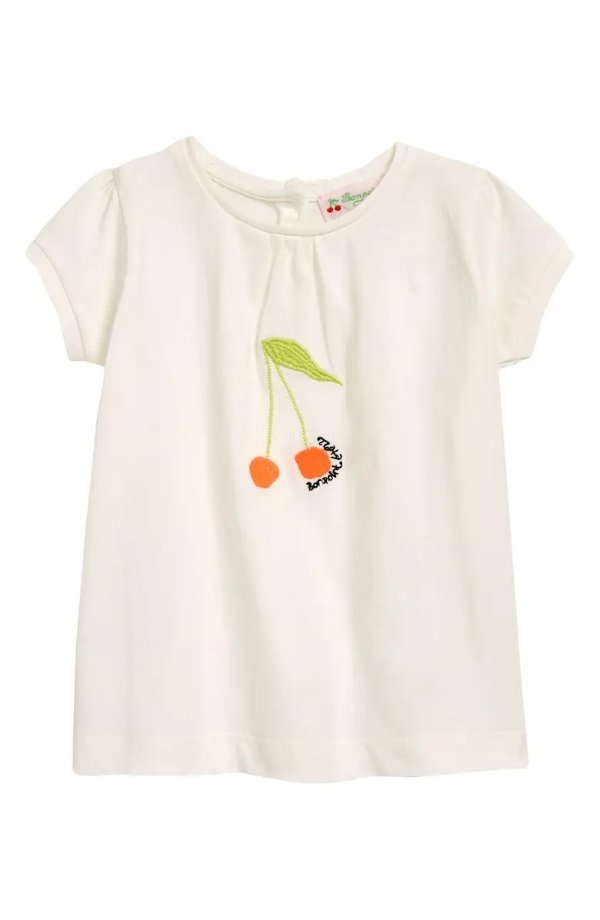 Kids' Tissia Embroidered Cherry Organic Cotton T-Shirt