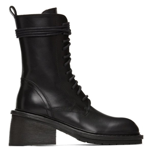 Black Chunky-Heel Combat Boots