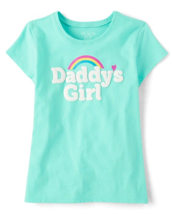 Girls Short Sleeve Daddy's Girl Graphic Tee | The Children's Place - MELLOW AQUA