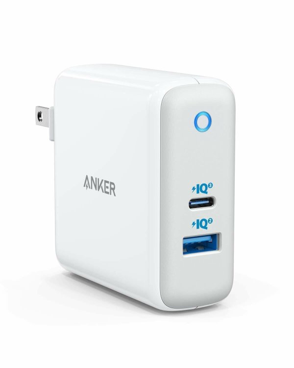 60W USB-C Wall Charger PIQ 3.0 &GaN Tech 2-Port Charging for Laptop iPhone