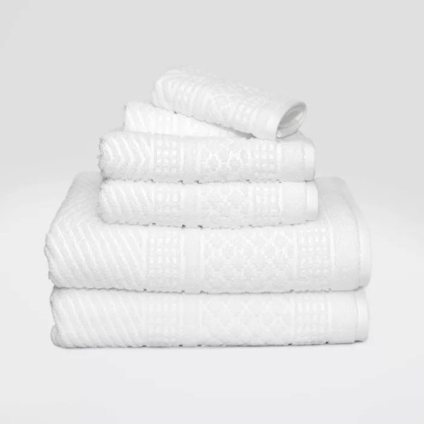 LOFT by Loftex  天然纯棉浴巾毛巾组合6件套 白色