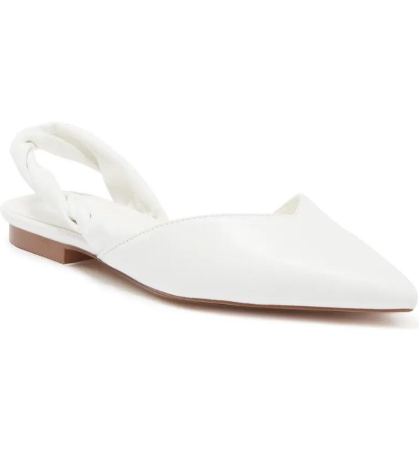 Lucky Ruched Slingback Faux Leather Flats