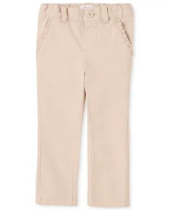 Toddler Girls Uniform Woven Stretch Skinny Chino Pants | The Children's Place - BISQUIT