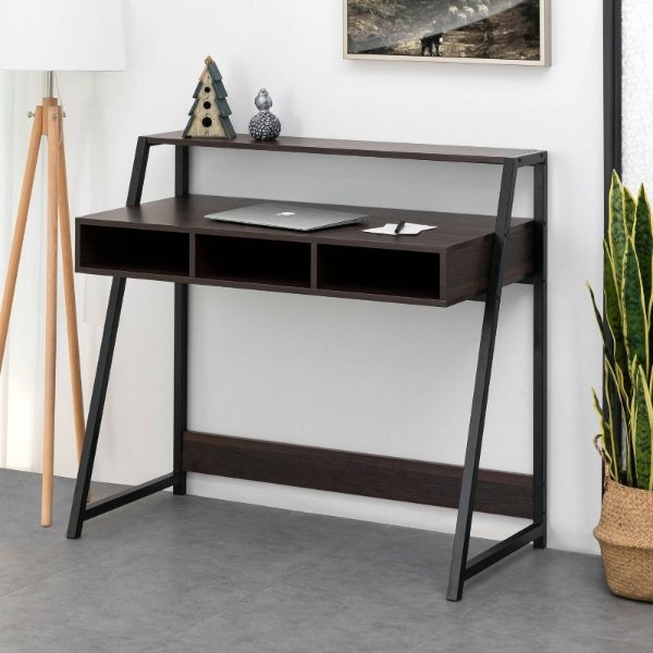 39" Rectangular 3 Drawer Writing Desk with Solid Wood Material Espresso - Office Essentials
