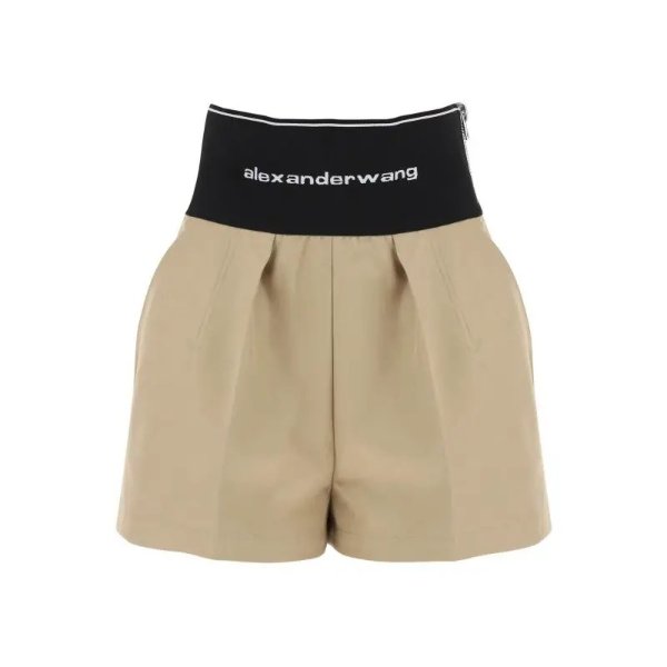 cotton and nylon shorts with branded waistband