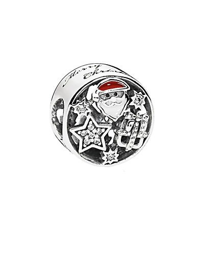 Silver CZ & Mixed Enamel Christmas Joy Charm