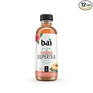 BaiSupertea Narino Peach Tea, Antioxidant Infused, Crafted with Real Tea (Black Tea, White Tea), 18 Fluid Ounce Bottles, 12 count