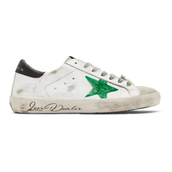 - White & Green 'Love Dealer' Superstar Sneakers