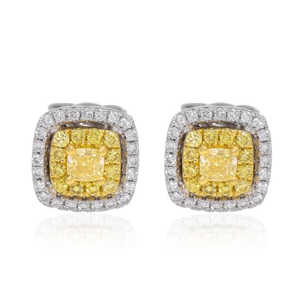 Gregg Ruth 18K Gold, Fancy Yellow Diamond 0.26ct. and White Diamond Stud Earrings