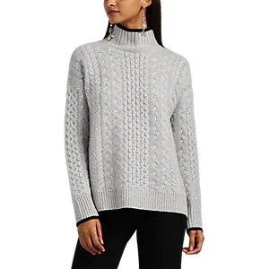 Mixed-Stitch Cashmere Mock-Turtleneck Sweater Mixed-Stitch Cashmere Mock-Turtleneck Sweater