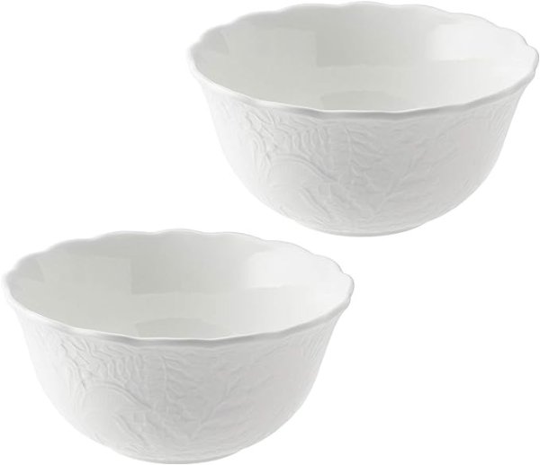 制陶 碗套装 Hoen-Ton蕾丝白色 16厘米 2个装 可用微波炉加热 可用洗碗机清洗 51952-23143