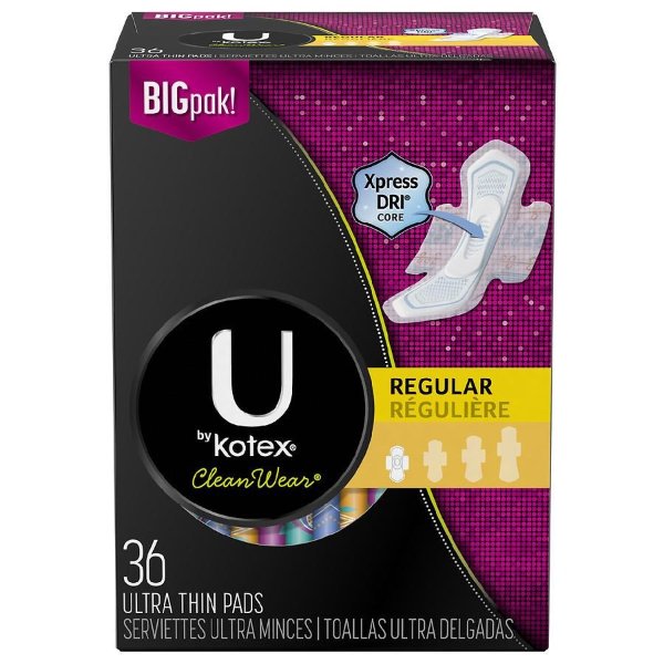 CleanWear Ultra Thin Pads with Wings, Regular, Fragrance-Free