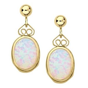 14K Gold Opal Drop Earrings