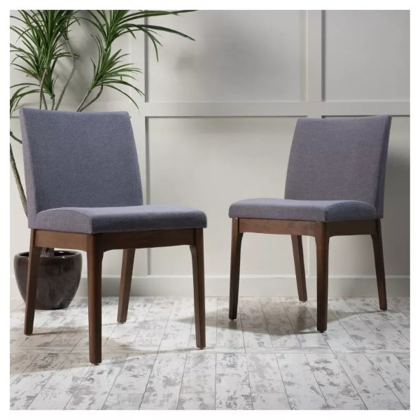 Set of 2 Kwame Dining Chair Dark Gray/Walnut - Christopher Knight Home
