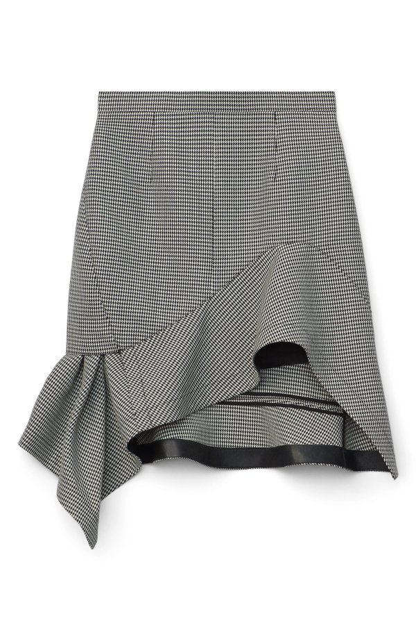 Houndstooth Deconstructed Ruffle Miniskirt