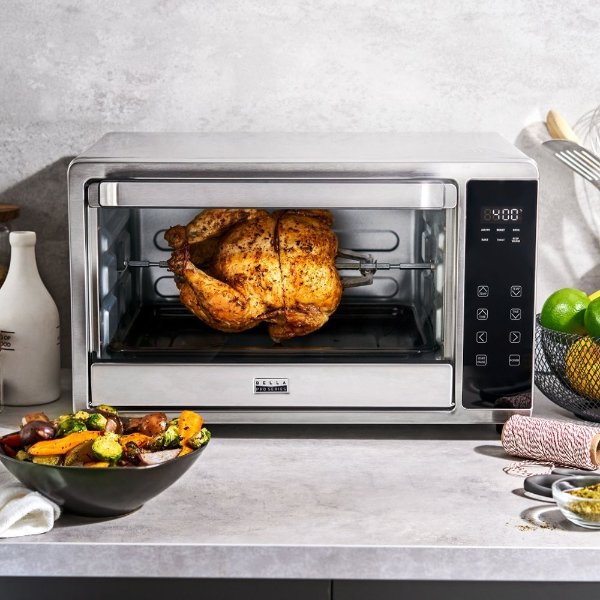 Pro Series - 6-Slice Air Fryer Toaster Oven with Rotisserie - Stainless Steel