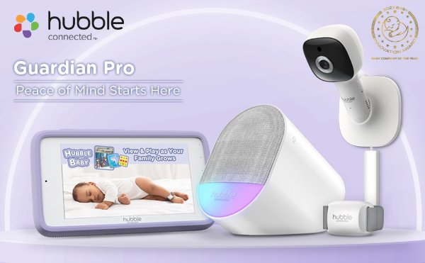 Hubble Connected Award-Winning Guardian Pro Smart Wi-Fi Enabled Baby Movement Monitor for Heart-Rate & Breathing Supervision, ft. HD Baby Camera with preloaded Soothing Sounds and White Noise