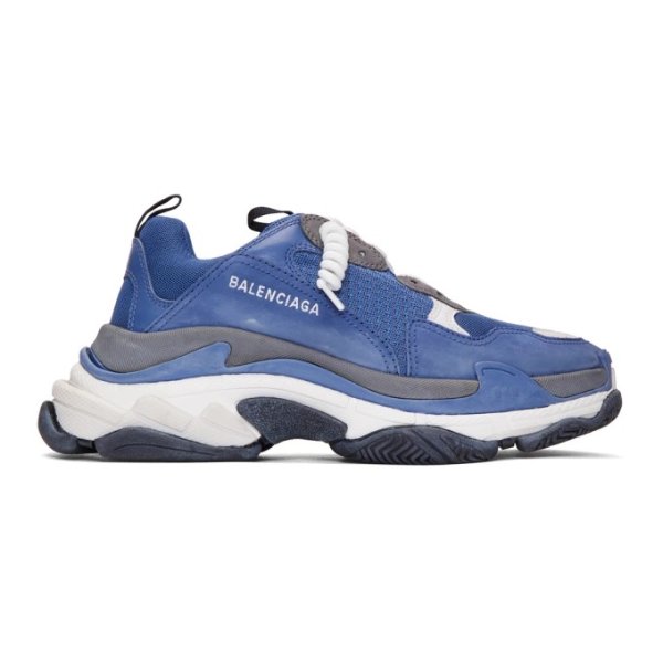 - Blue & Grey Triple S Sneakers