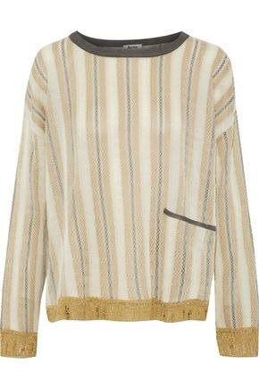 Blanca striped metallic intarsia-knit sweater