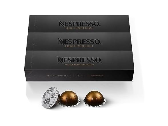 (60 Count) Nespresso Capsules VertuoLine, Double Espresso Chiaro, Medium Roast Coffee Coffee Pods, Brews 2.7 Ounce (VERTUOLINE ONLY)