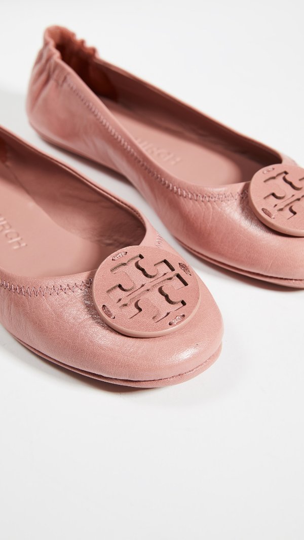 Minnie Travel Ballet Flats With Leather Logo
