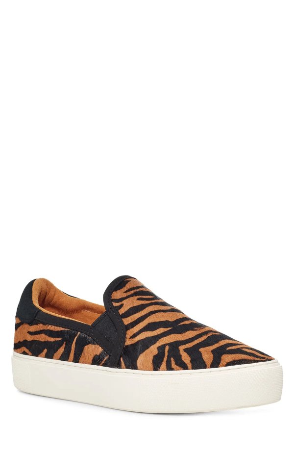 Cahlvan Tiger Stripe Genuine Calf Hair Slip-On Sneaker