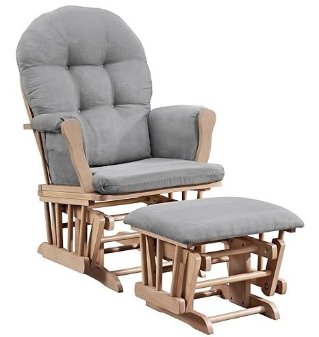 Line Windsor Glider and Ottoman, Natural and Gray