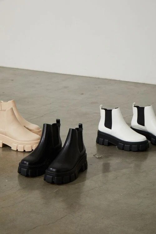 Faux Leather Platform Chelsea Boots