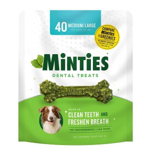 Minties VetIQ Dog Dental Bone Treats for Medium/Large Dogs 40 Count
